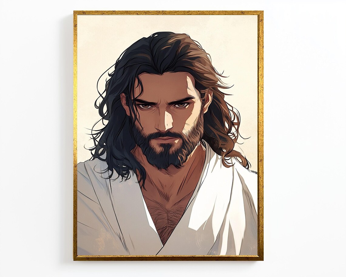 Jesus Christ Powerful Minimalist Portrait Modern Spiritual Art Poster - Image 4