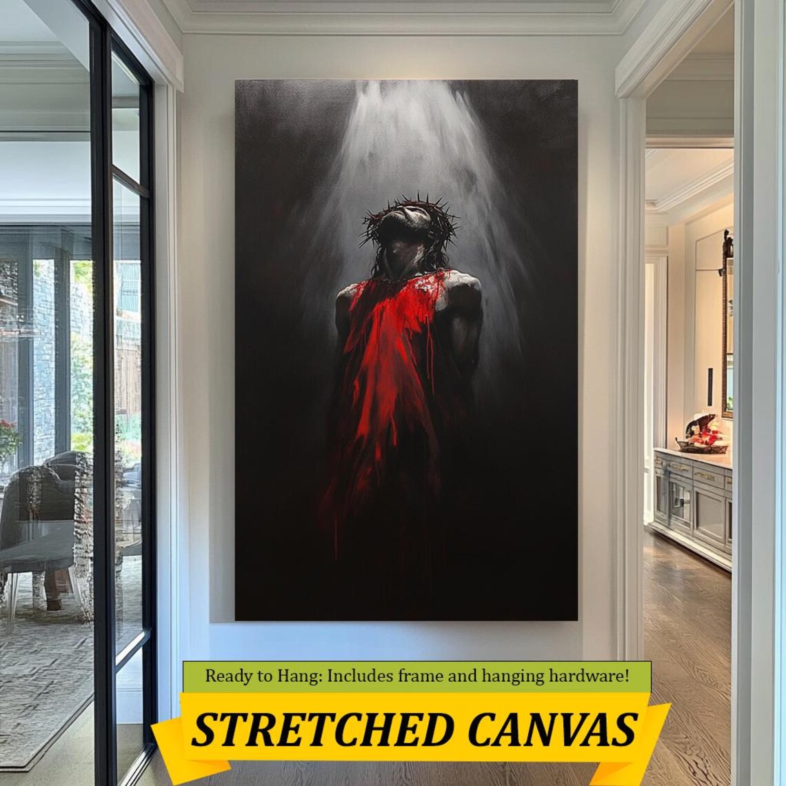 Jesus Crown Of Thorns Dramatic Red Robe Heavenly Light Religious Poster - Image 2