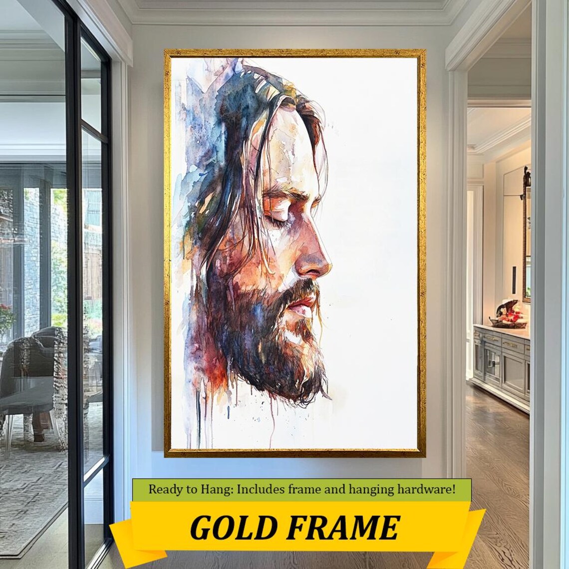Jesus Christ Watercolor Side Profile Portrait Serene Spiritual Art Poster - Image 5