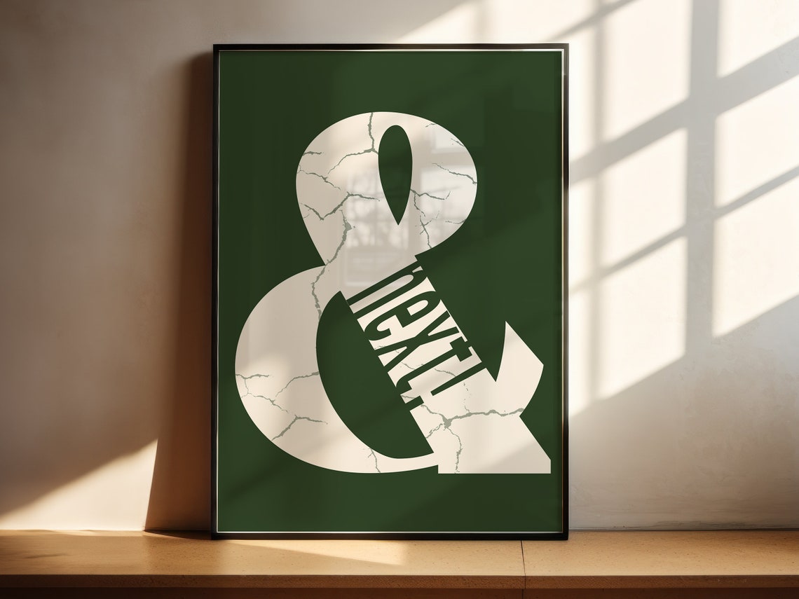 Next Ampersand Typography Green Cream Minimalist Decor Poster