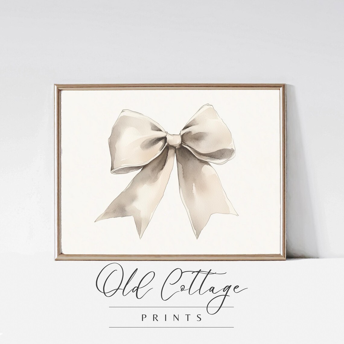 Elegant Ivory Bow Watercolor Ribbon Illustration For Bedroom Poster