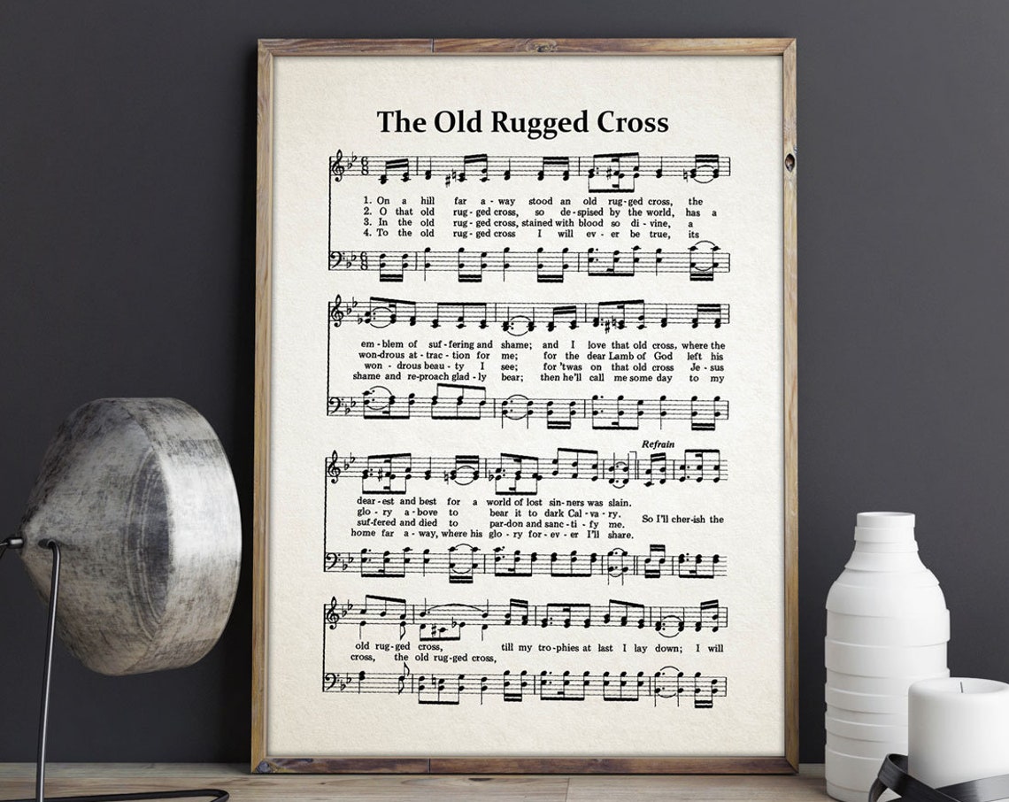 The Old Rugged Cross Hymn Poster, Scripture Quote