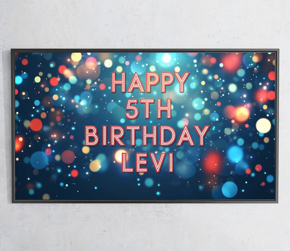 Happy Birthday Colorful Confetti Bokeh Celebration Party Wall Art