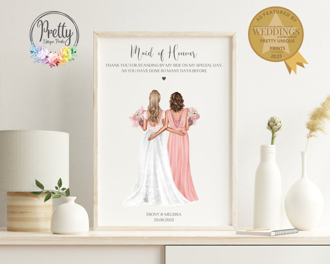 Maid Of Honour Gifts Personalised Gift For Maid Of Honour Maid Of Honor Print Birde Gifts Bridesmaid Matron Of Honour Wedding Print