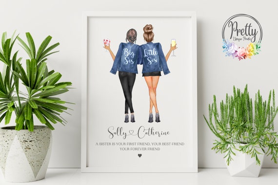 Big Sis Little Sis Denim Jacket Sisters Forever Friend Poster