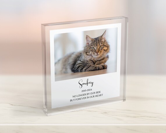 Personalized Cat Memorial Photo Block Pet Loss Keepsake Print