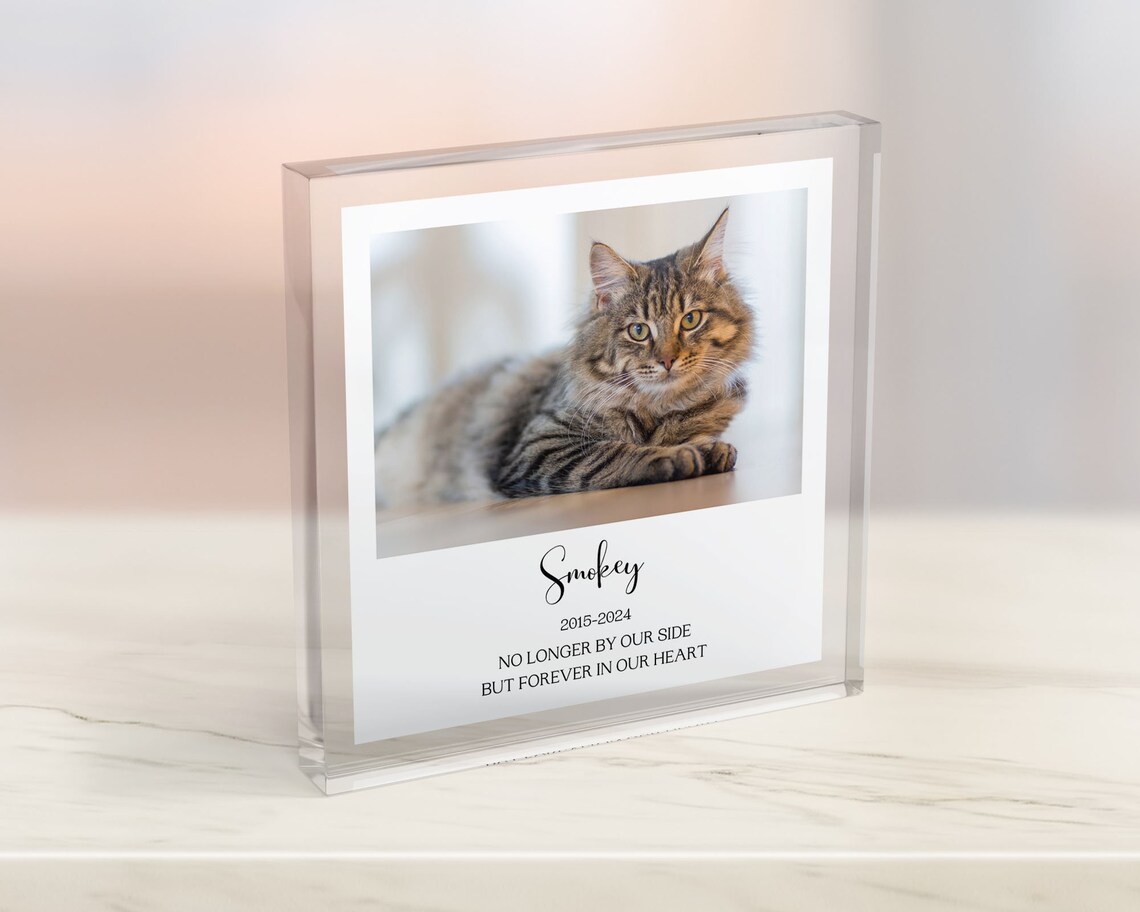 Personalized Cat Memorial Photo Block Pet Loss Keepsake Print