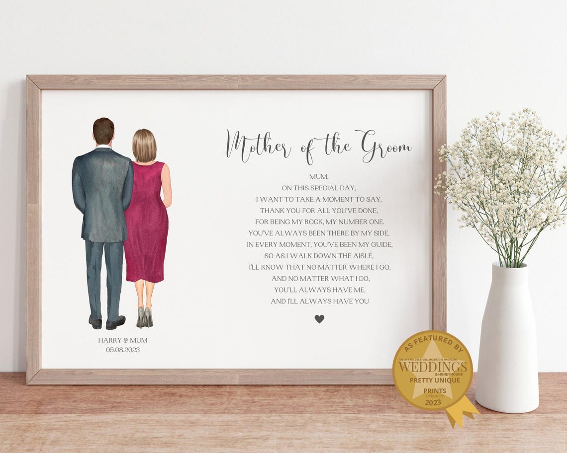 Personalised Gift For Mother Of The Groom Mother And Son Wedding Print Mother Of The Groom Gift Wedding Poem Print