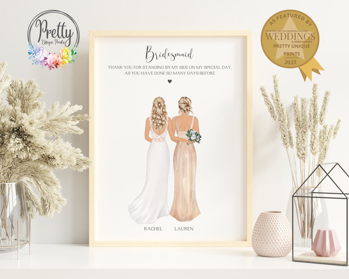 Personalised Bridesmaid Wedding Thank You Poem Keepsake Print