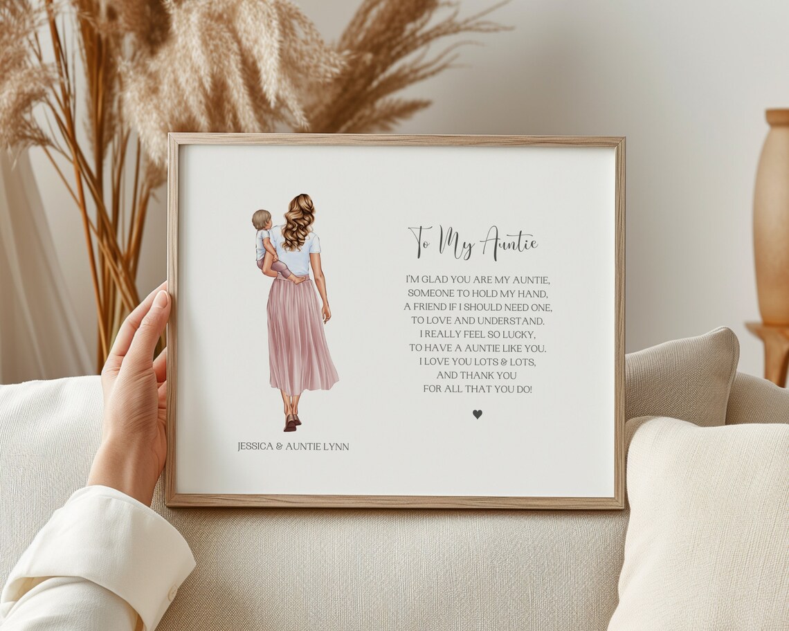 Personalized To My Auntie Poem Print with Auntie Holding Toddler