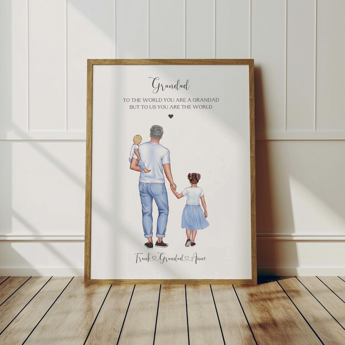 Personalised Grandad and Grandchildren Art Print