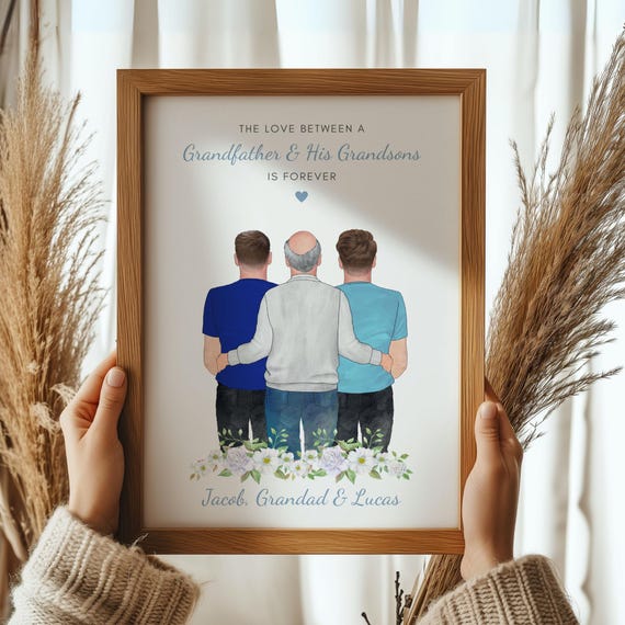 Gift For Grandad Grandad And Grandson Print Personalised Grandad Gifts Fathers Day Gift For Grandad Grandad Birthday Gift
