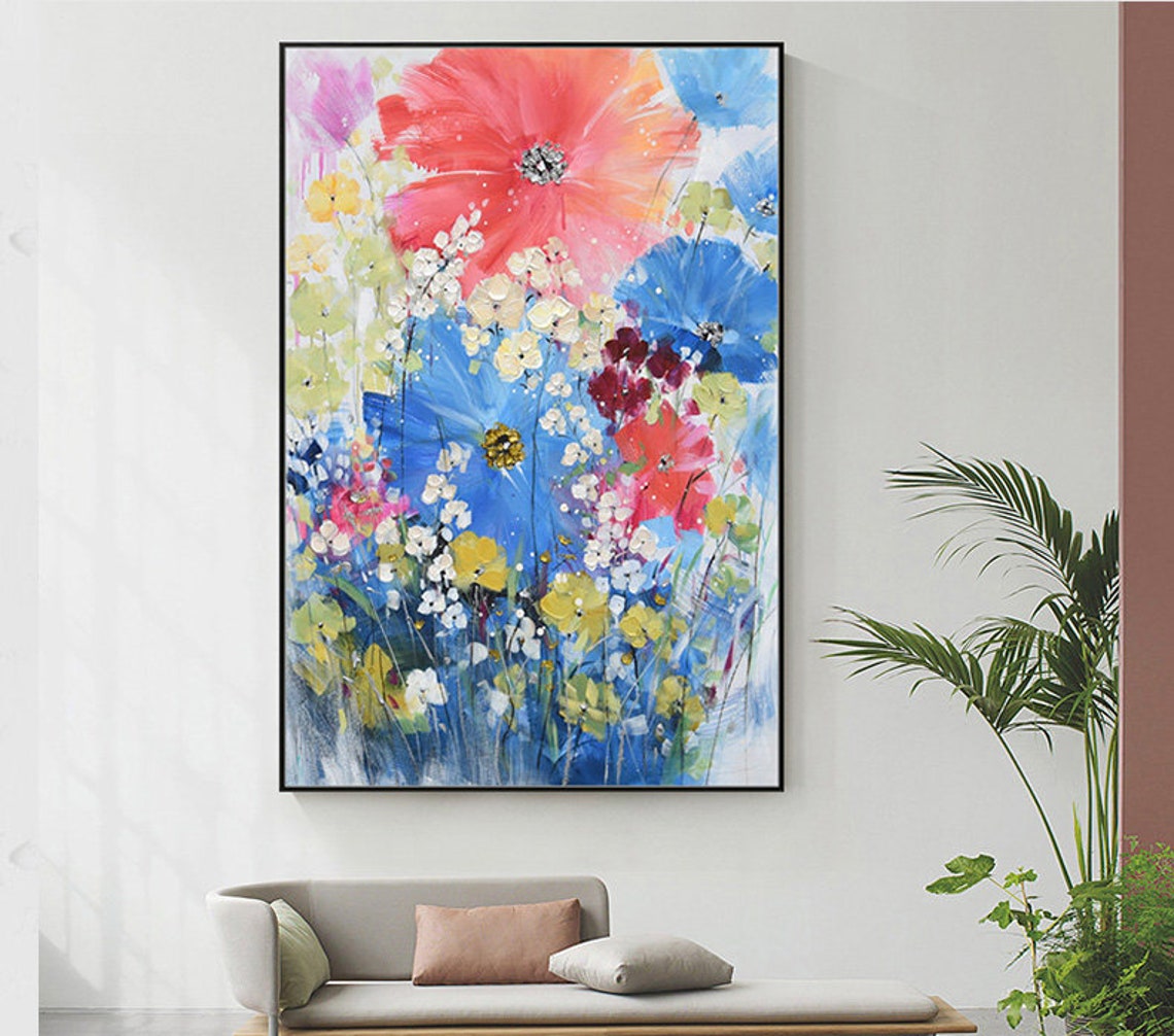 Colorful Wildflower Meadow Impasto Bouquet Garden Fresh Poster - Image 2