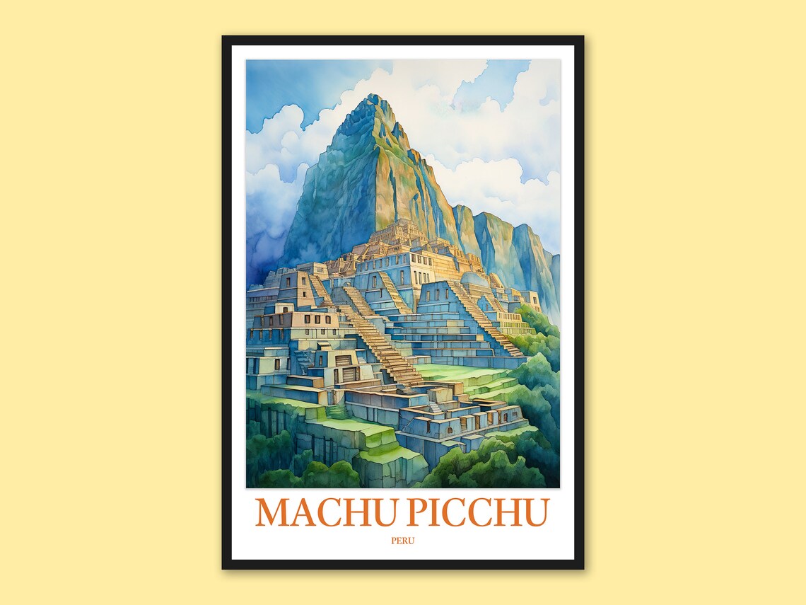 Machu Picchu Travel Poster Peru Wall Art Print