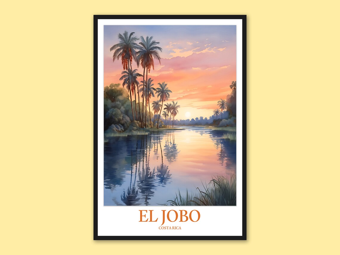El Jobo Costa Rica Travel Poster Beach Sunset Wall Art