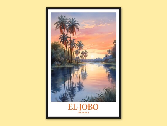 El Jobo Costa Rica Travel Poster Beach Sunset Wall Art