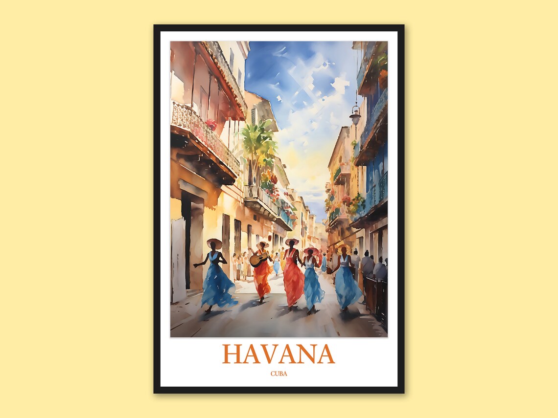 Havana Street Scene Art Print Travel Poster