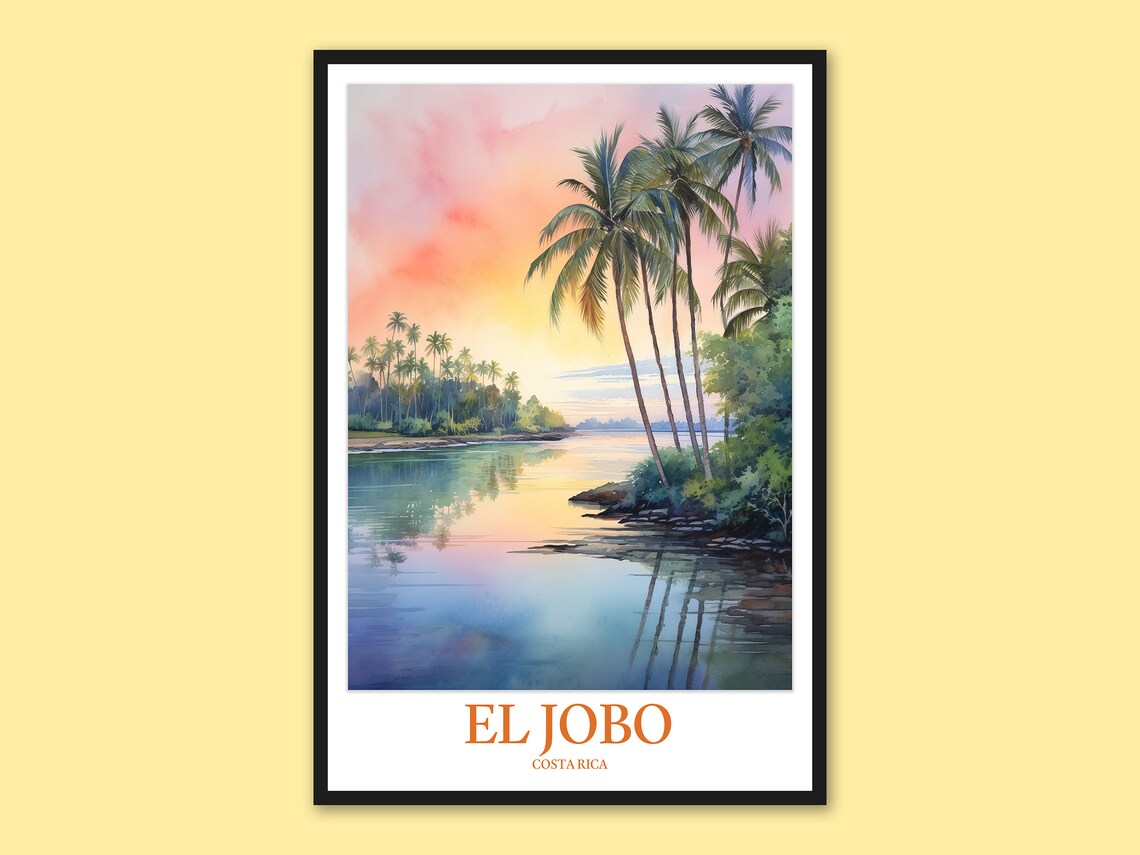 El Jobo Costa Rica Travel Poster Beach Sunset Wall Art