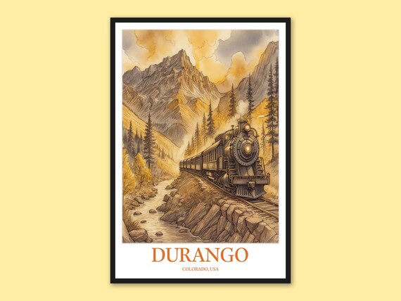 Durango Colorado Steam Train Rocky River Canyon Travel Poster