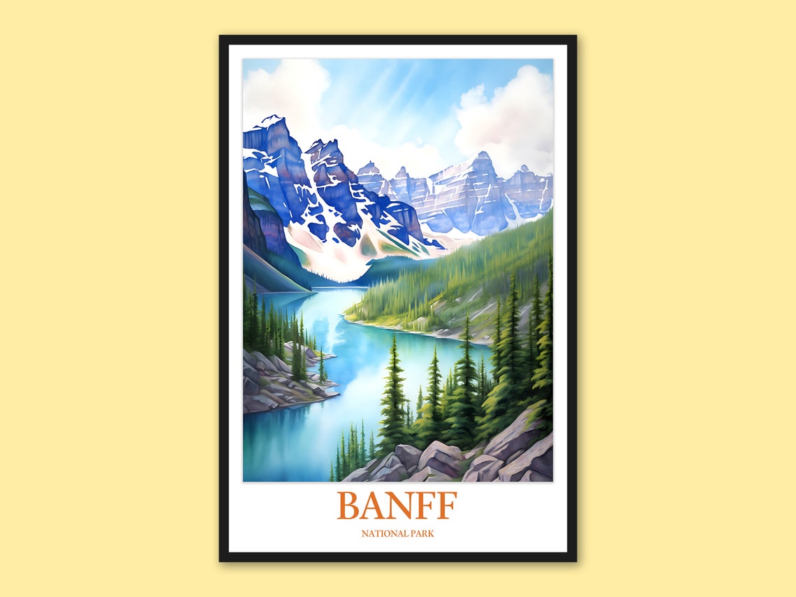Banff National Park Moraine Lake Sunlit Peaks Alpine Travel Poster