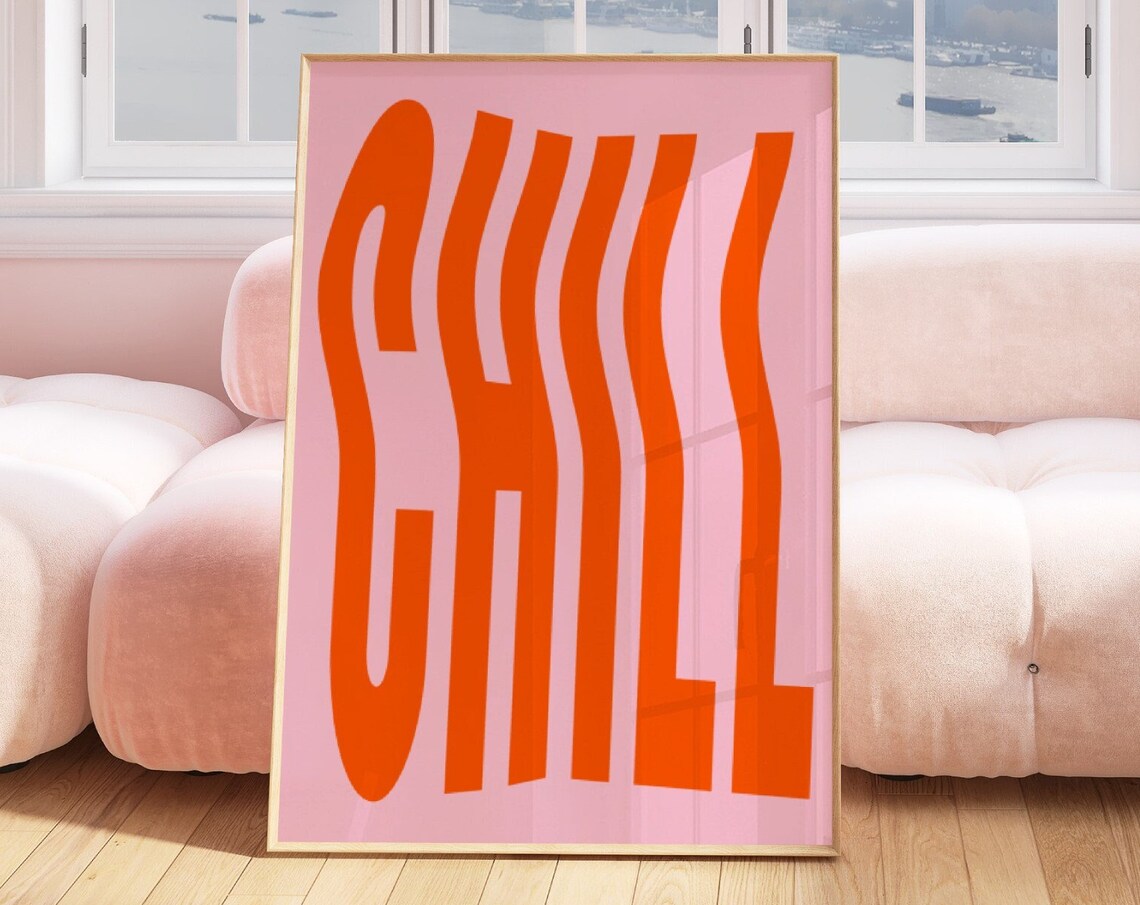 Chill Retro Quote Poster, Monochrome Wavy Typography