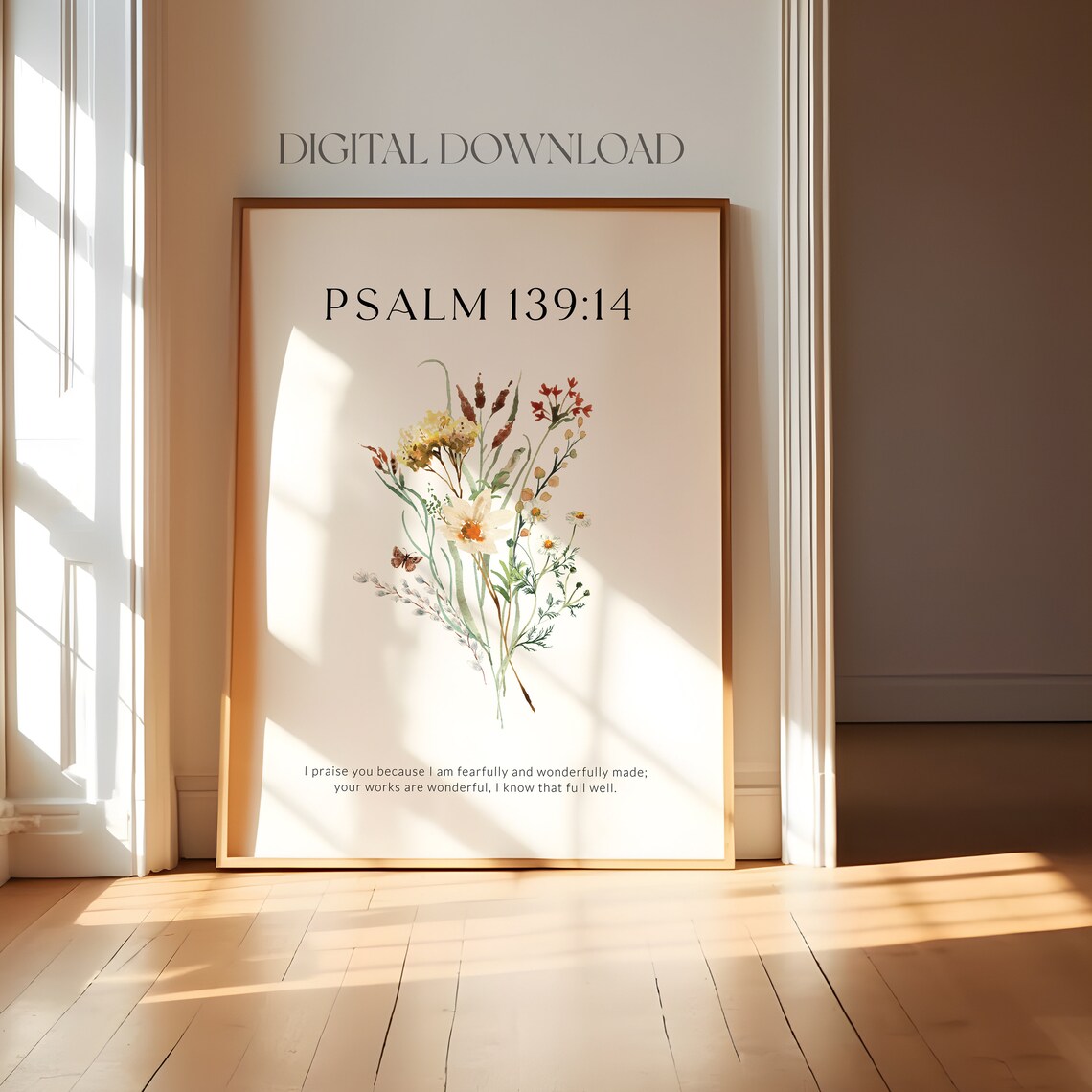 Psalm 139:14 Bible Verse Wildflower Wall Art - Image 4