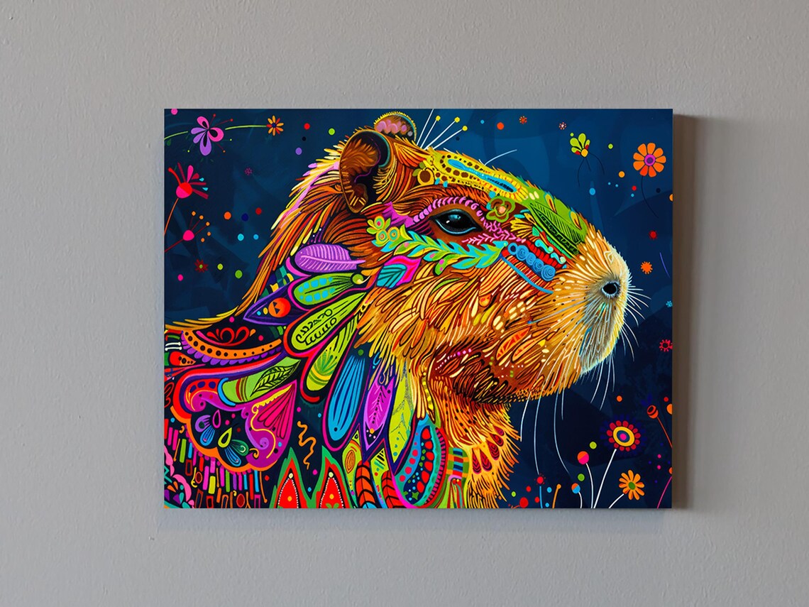 Alebrije Capybara Colorful Floral Patterns Day Of The Dead Art Poster