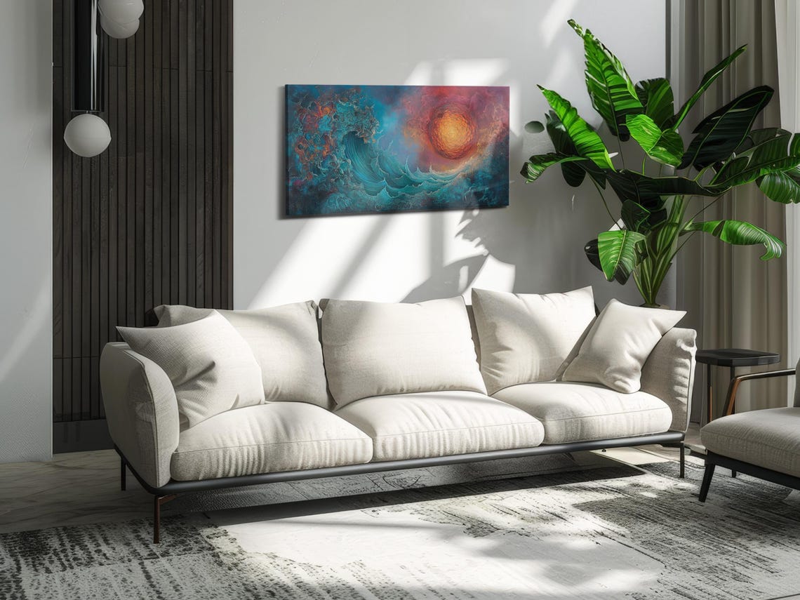 Cosmic Wave And Sun Art Print - Image 2