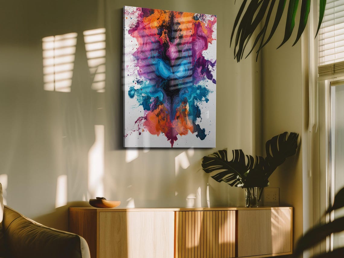 Dynamic Symmetrical Ink Splash Purple Orange Teal Abstract Poster - Image 4