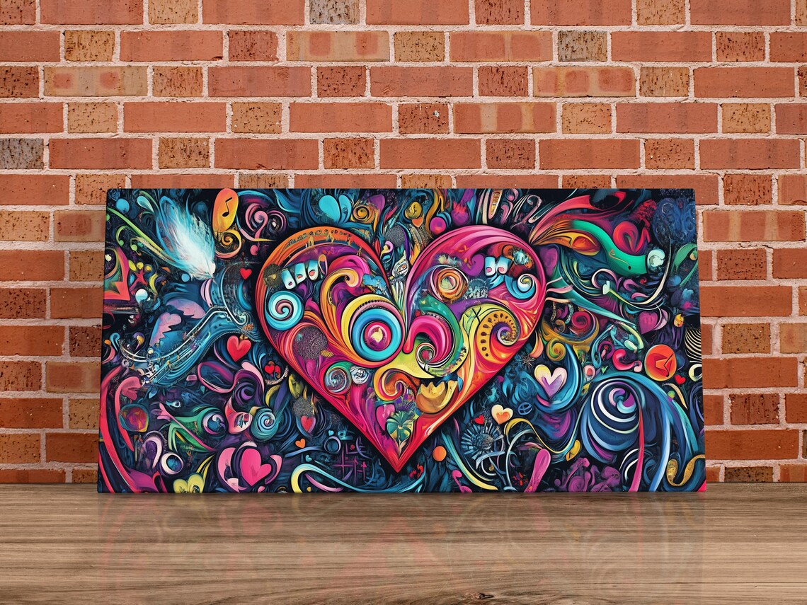 Colorful Heart Melodies Swirling Music Notes Love Art Poster