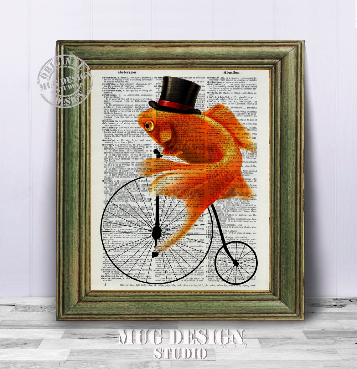 Goldfish Riding Bike Dictionary Art Print - Image 4