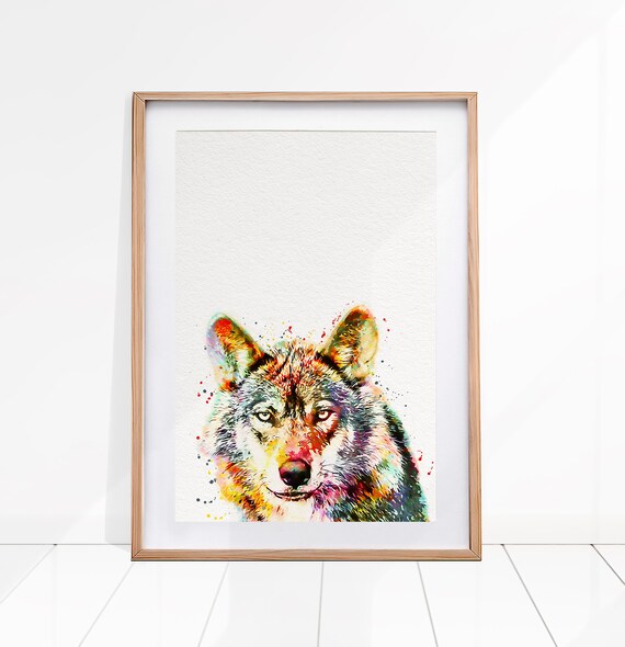 Wolf Watercolor Art Print, Forest Animal Illustration