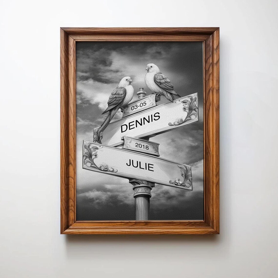 Custom Black White Street Sign, Romantic Gift For Couples