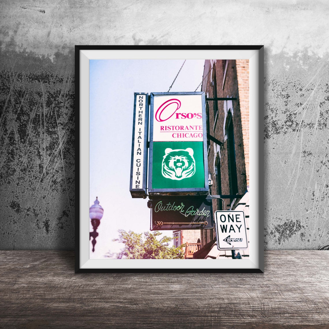 Orsos Ristorante Chicago Bear Logo Sign Northern Italian Poster