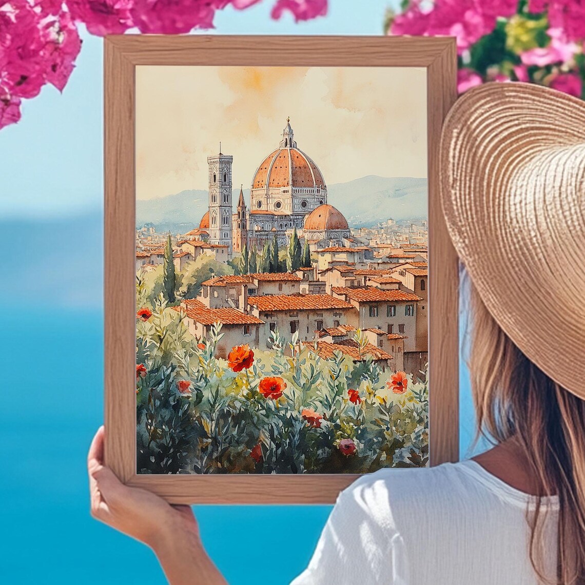 Florence Cathedral Duomo Watercolor Tuscan Italy Travel Poster