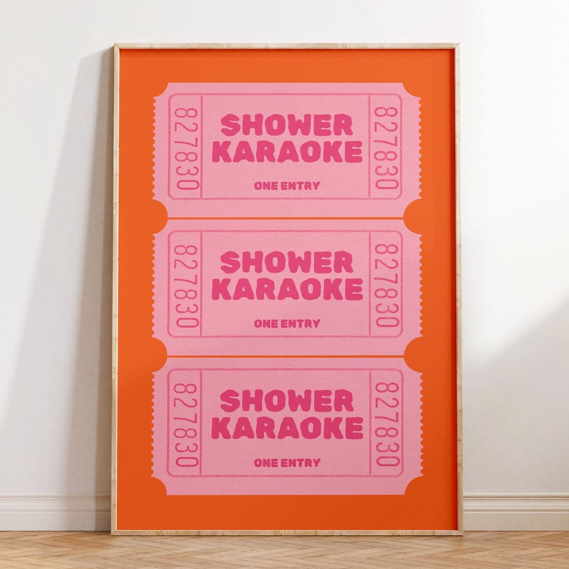 Shower Karaoke Triple Ticket Stub Retro Funny Bathroom Poster