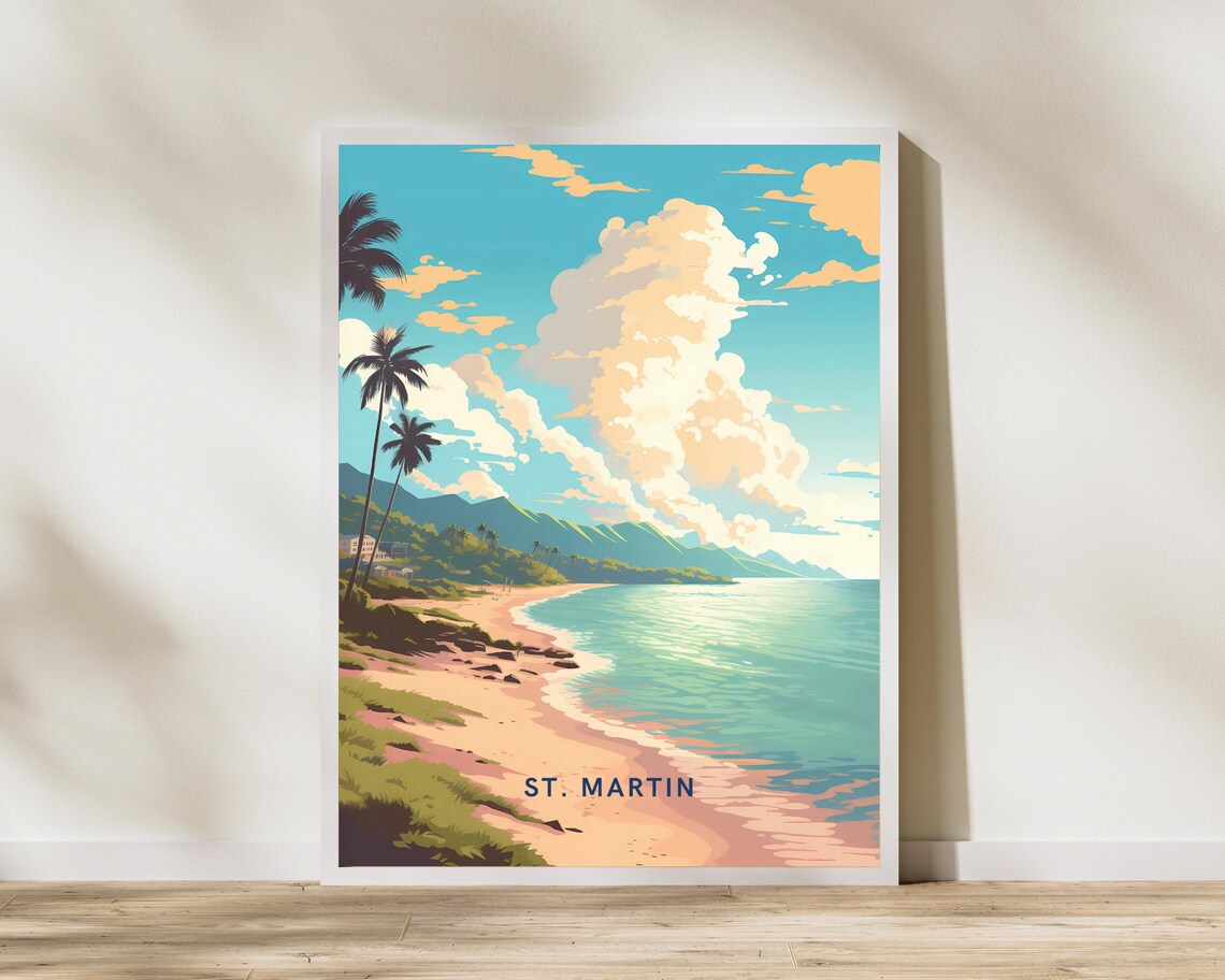 St Martin Caribbean Travel Print Poster Wall Art Vintage Trave
