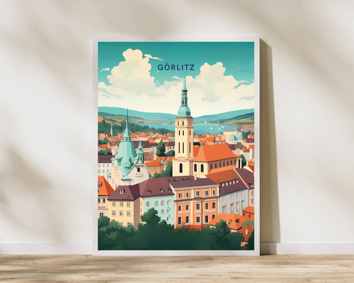 Gorlitz Germany Old Town Church Towers Rooftops Travel Poster