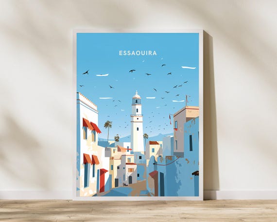 Essaouira Morocco Travel Print Poster Wall Art Vintage Deco