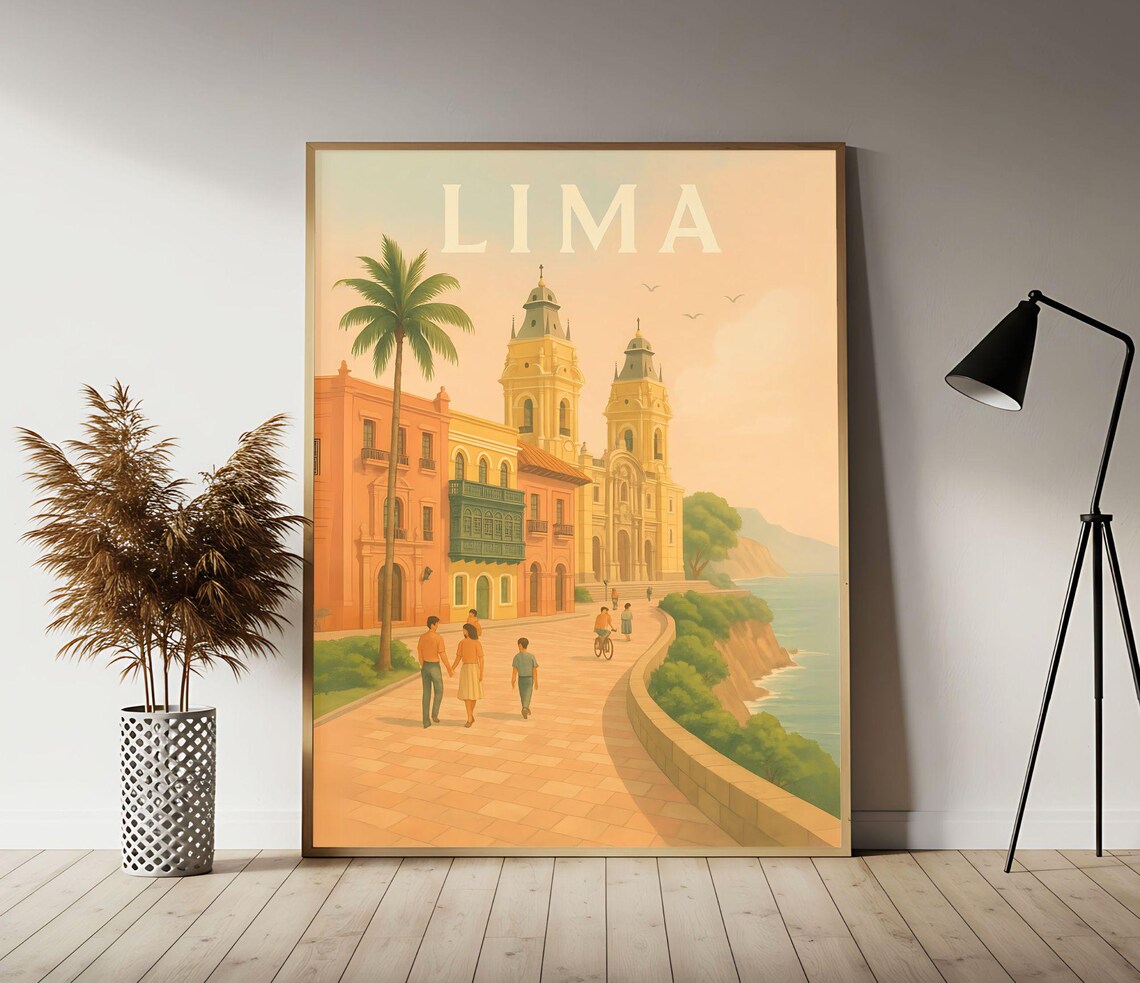 Lima Peru Travel Poster Wall Art Print Vintage Decor