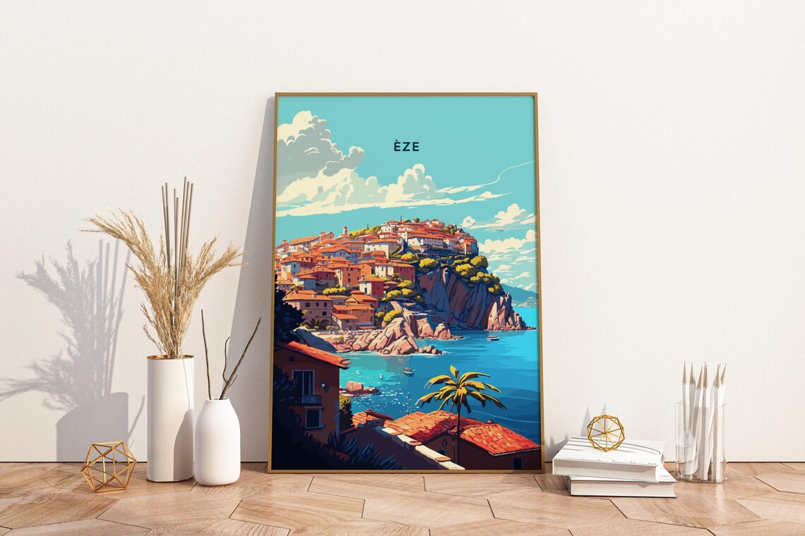 Eze France Mediterranean Hilltop Village Cliffside View Poster
