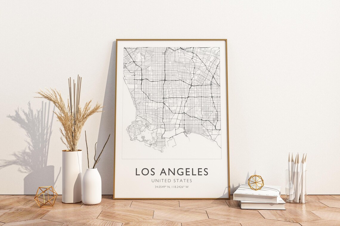 Los Angeles California Minimalist Street Map Travel Art Poster
