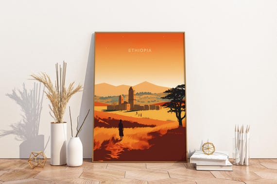 Ethiopia Africa Travel Print Poster Wall Art Vintage Decor