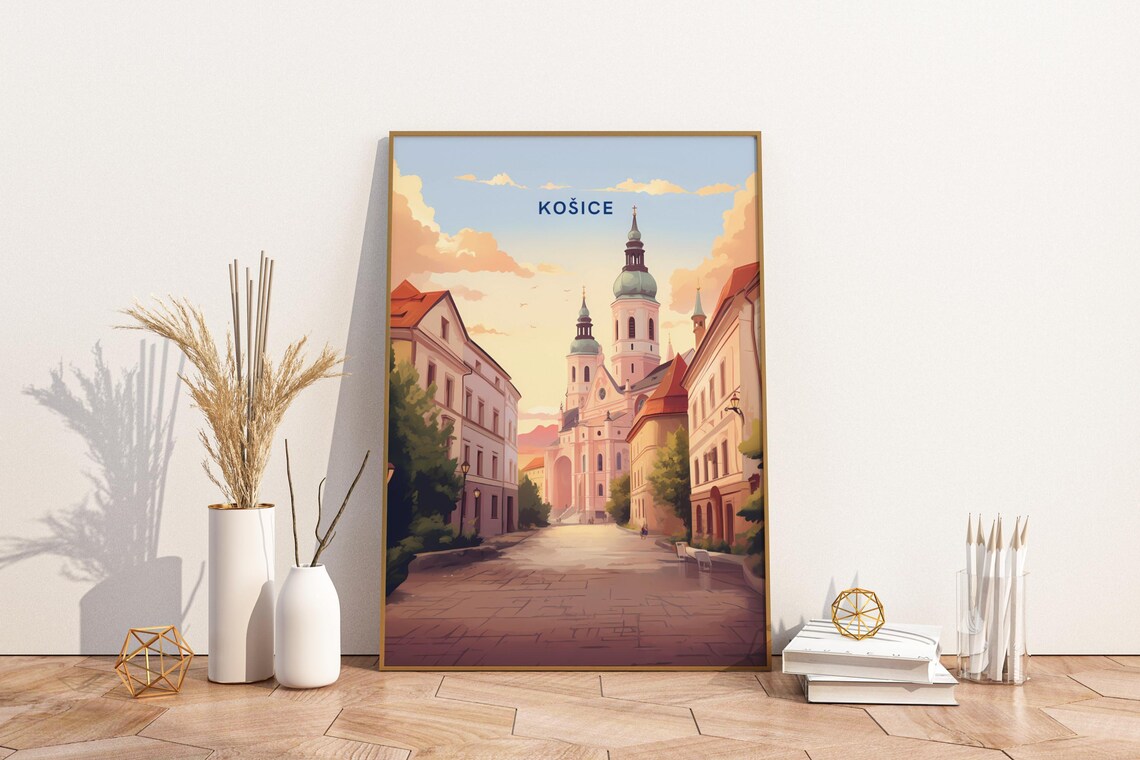 Kosice Slovakia Old Town Cathedral Sunset Street Artwork Poster