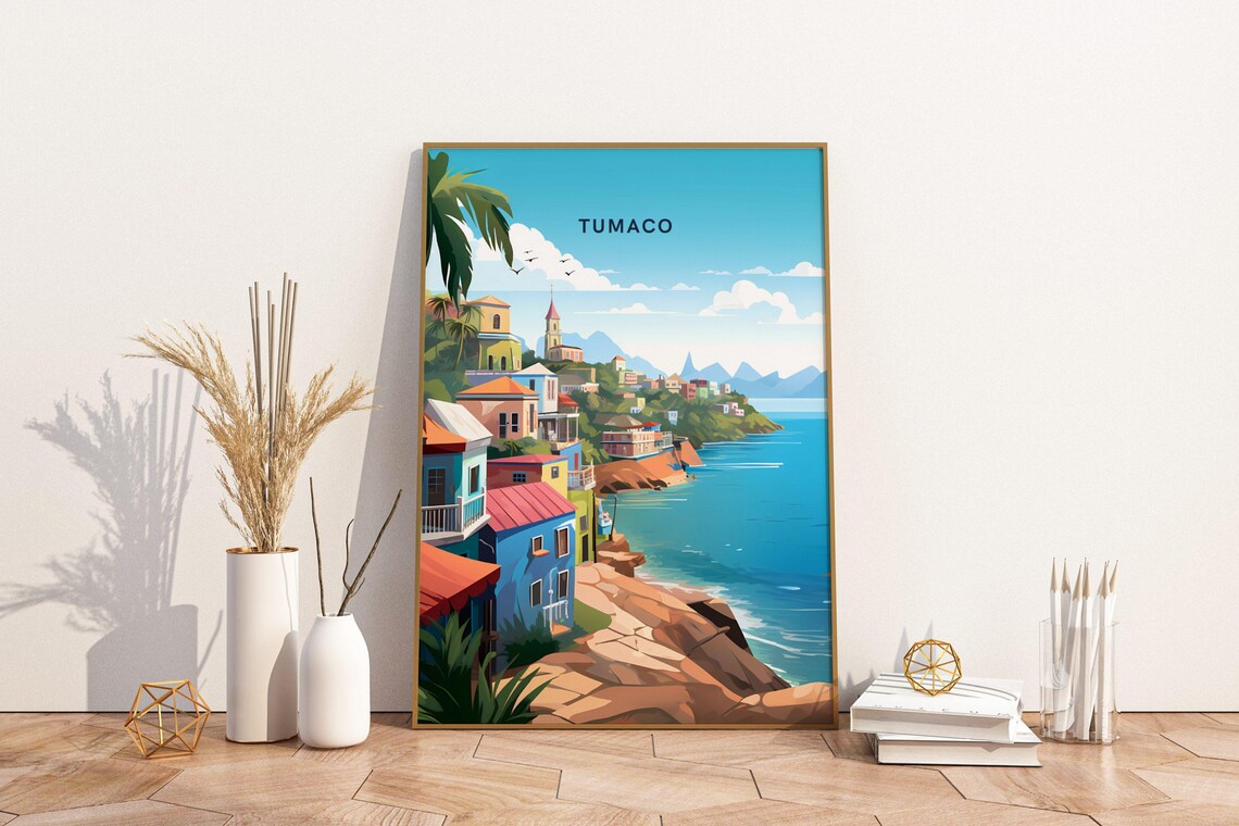 Tumaco Colombia Travel Poster Print Wall Art Vintage Decor