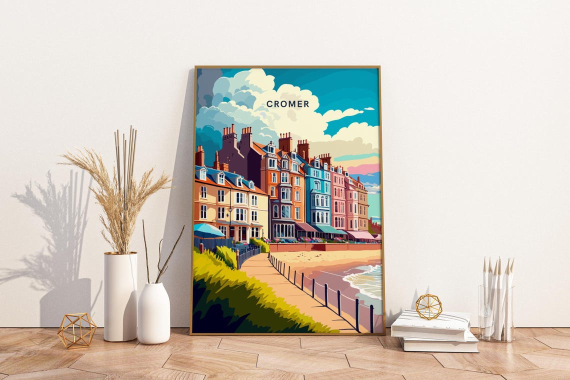 Cromer England Colorful Victorian Seafront Beach Town Travel Poster