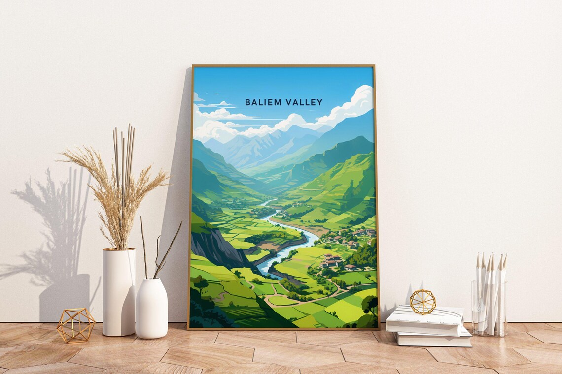 Baliem Valley Papua Indonesia Terraced River Vintage Travel Poster