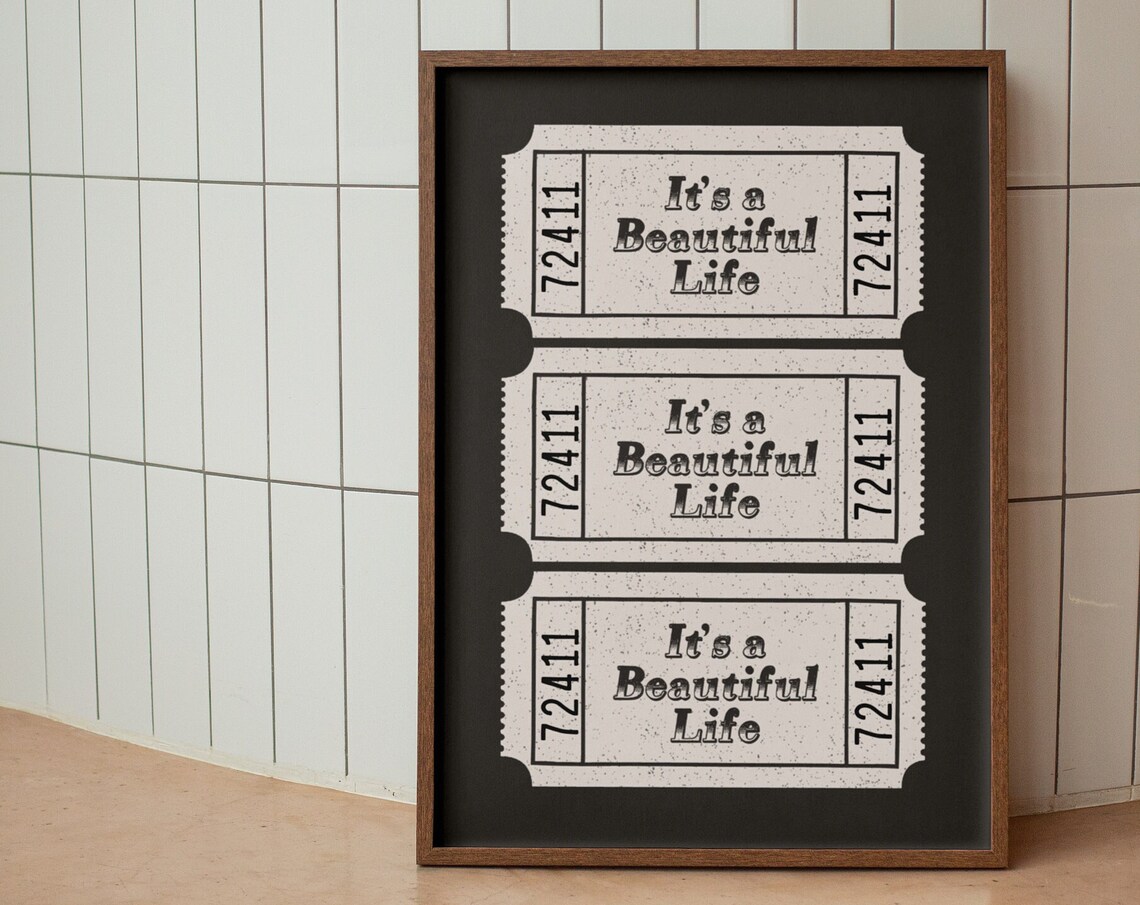 Its A Beautiful Life Black Raffle Ticket Trio Vintage Poster - Image 3