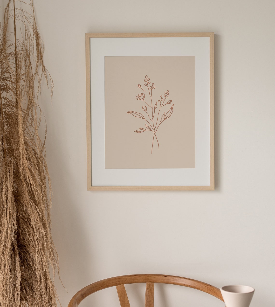 Terracotta Wildflower Line Art Botanical Minimalist Boho Print - Image 2