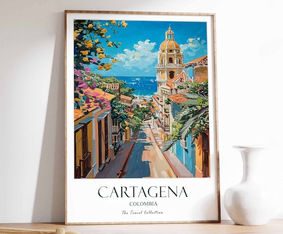 Cartagena Travel Poster, Colombian Tropical Decor